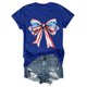 thumbnail image 4 of Fiudx Ropa de Mujer Top de Cuello Redondo de Manga Corta con Estampado de Lazo Del Día de La Independencia para Mujer, 4 of 4