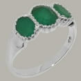 thumbnail image 2 of LBG British Made 9k White Gold Natural Emerald Womens Anniversary Ring - 33 size options - Size 12, 2 of 7