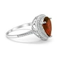 thumbnail image 2 of Halo Pear Teardrop Bridal Ring Round Garnet CZ 925 Sterling Silver Size 12, 2 of 4