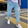 thumbnail image 2 of B91xZ Mens Slim Fit Jeans Mid Rise Stretchy Patchwork Jeans Pants,Blue XXXL, 2 of 5