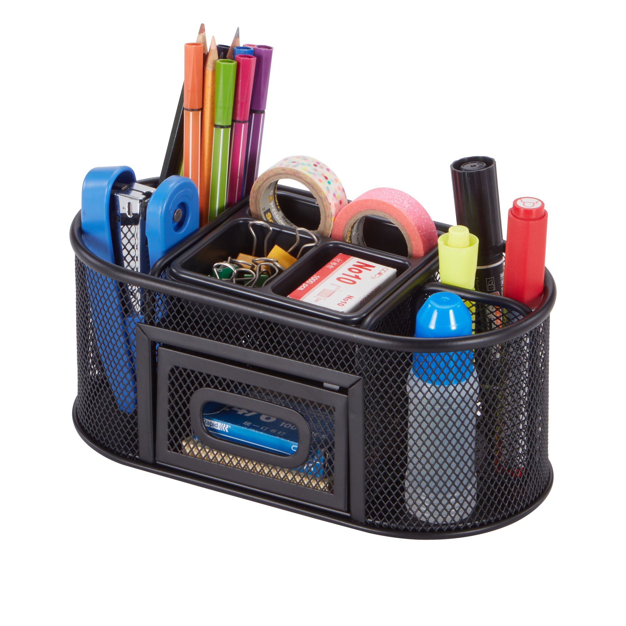 Pen+Gear Metal Mesh Desktop Organizer, 7 Compartments, Black photo 5