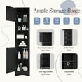 thumbnail image 4 of PORKISS 66.9" Tall Corner Cabinet with 2 Barn Doors, 6 Tier Bookcase Storage Cabinet with Adjustable Shelves, Corner Storage Cabinet for Bathroom, Living Room, Kitchen, Black, 4 of 12