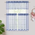 thumbnail image 7 of Acekid 2 Pcs Sheer Tier Curtains Linen Textured Semi Sheer Drapes Kitchen Café Rod Pocket Voile Curtain, Blue, 7 of 7