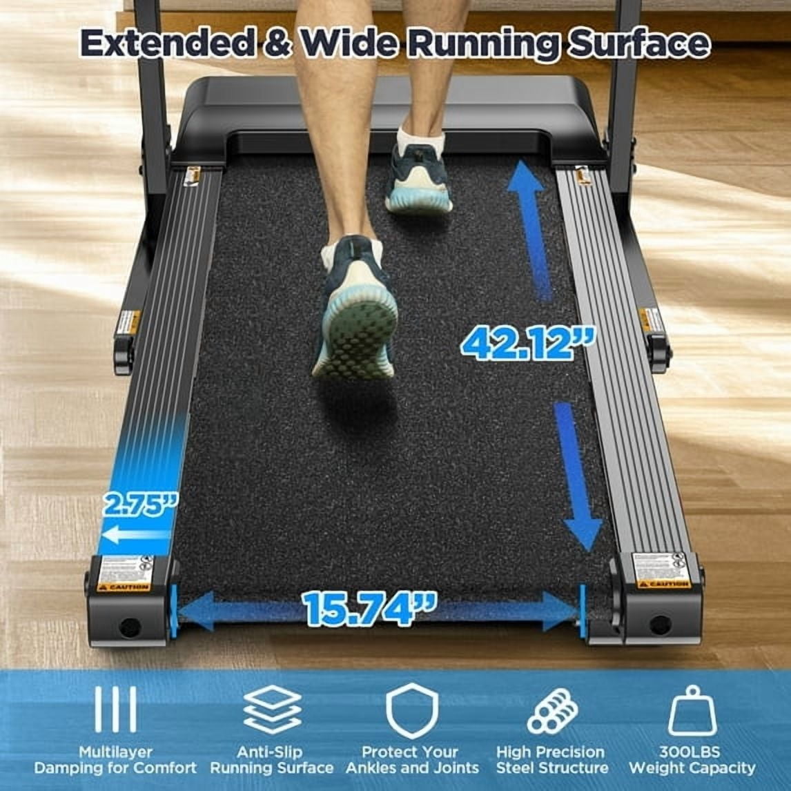 Treadmill for Home Small with Incline - 3.8HP Quiet Walking Running Treadmill with Handles, 320LBS Capacity, Home Office Multi Portable Treadmills for Running Jogging Walking
