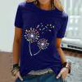 thumbnail image 1 of Chemises à Manches Courtes pour Femmes Hauts d'Été Tendance 2023 Femmes T-Shirt Décontracté à Imprimé Lettres Manches Courtes Col Rond Ample Blouse, 1 of 6