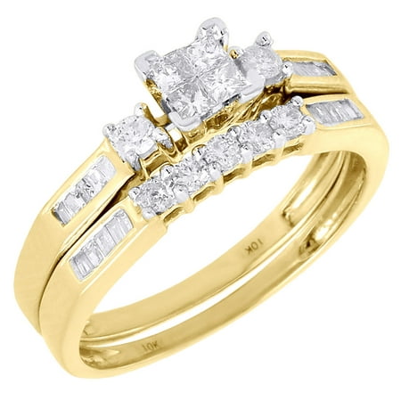 Jewelry For Less - Ladies 10K Yellow Gold Diamond Engagement Ring ...