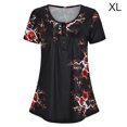 thumbnail image 4 of Sonducket Blusa Estampada Elegante Blusa Manga Corta Cuello Top Prendas para la parte del cuerpo negro SG, 4 of 6