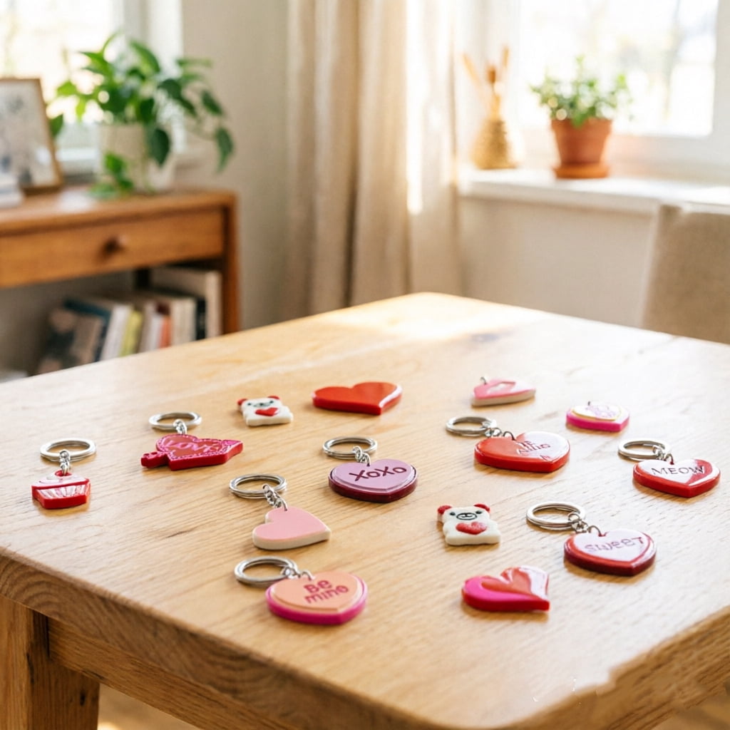 Cute Pink Heart-Shaped PVC Keychains, Valentine's Day Party Pendant Favors, 18-Piece Set