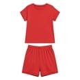 thumbnail image 4 of XAOFW Girls Outfits Short Sleeve Solid Color Top Shorts Toddler Kids Summer Casual Clothes Sets 13-14 Years, 4 of 5
