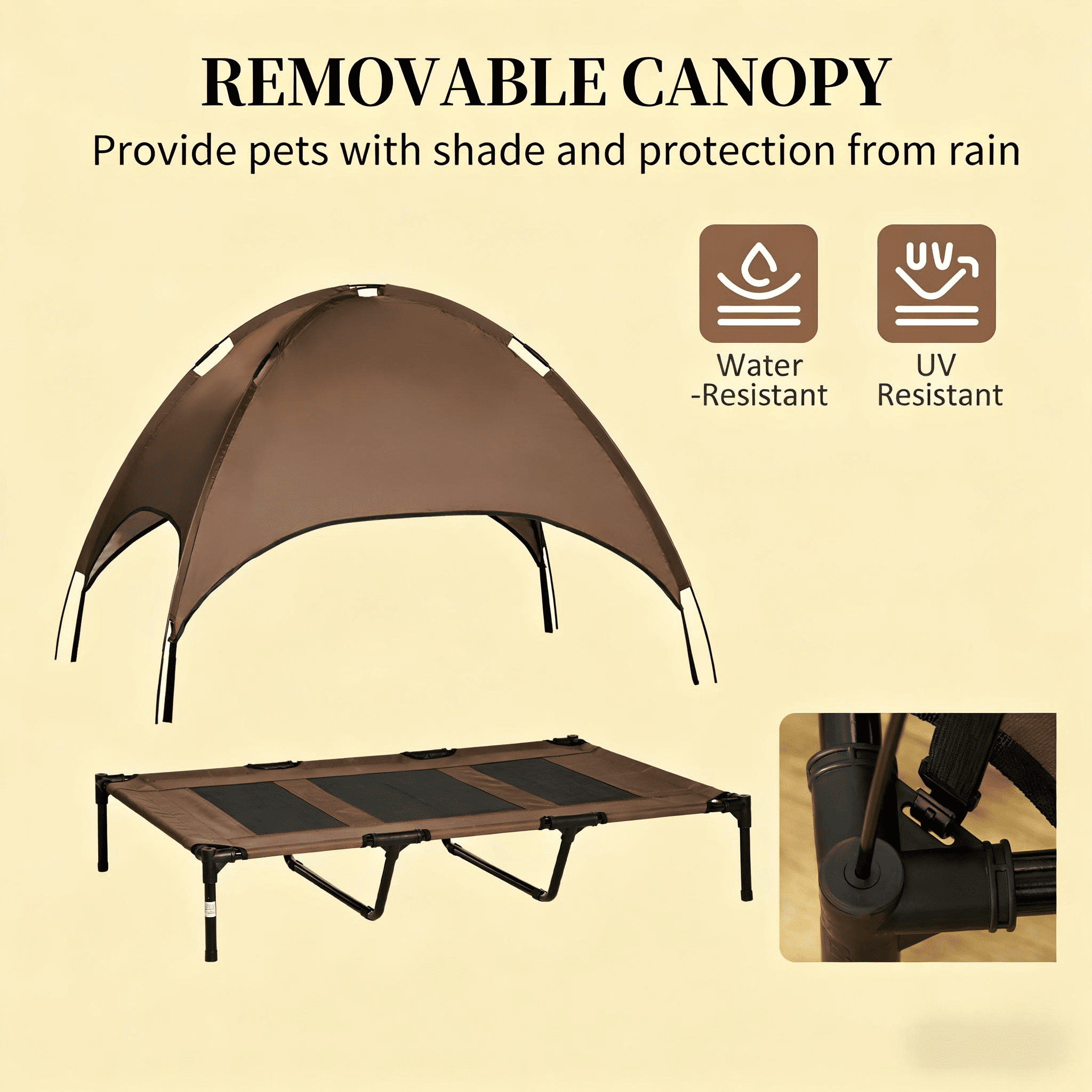 Orthopedic Dog Bed, Portable Pet Bed,Elevated Portable Dog Cot, Coffee Dog Bed,Mesh,Metal,Oxfabric,Polyester Cat Bed, Pet Supplies Pet Beds & Furniture
