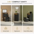 thumbnail image 5 of Gurexl Fluted Small Vanity Desk with Mirror and Lights, 3-in-1 Compact Makeup Vanity Set with Hidden Storage Stool, Mini Dressing Table with 3 Drawers, Gift for Little Girls/Kids (Black), 5 of 9