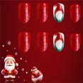 thumbnail image 4 of Fofosbeauty 24pcs Press on Nails, Oval Tip Nails, Christmas Fake Nails, Full Cover Acrylic Nails for Girls Kids, Oval Short Shiny Christmas Hat Red, 4 of 9