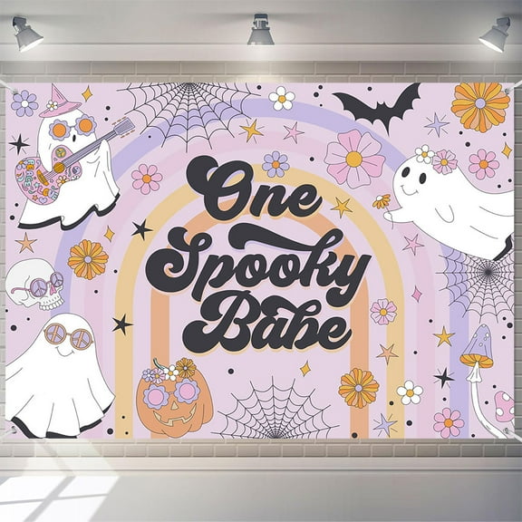 7x5ft Spooky Halloween First Birthday Backdrop Boo Princess Theme for Girls 1 Year Old Birthday Party Decorations