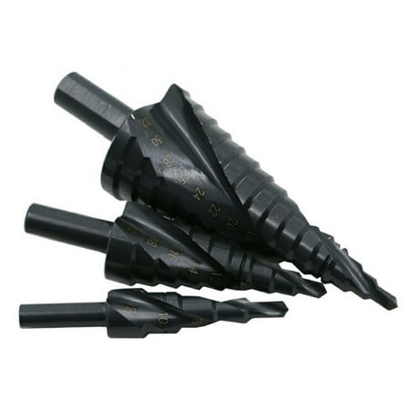 

Walmeck 3Pcs 4-32MM HSS Stepped Drill Bit Set High-speed Steel Spiral for Metal Cone Triangle Shank Hole