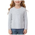 thumbnail image 4 of Vdoaml Girls Henley Long Sleeve Shirt Kids Button Crew Neck Top Children Slim Fit Basic Pullover Daily Wear 2-3 Years Grey, 4 of 4