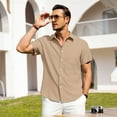 thumbnail image 3 of HAOMEILI Men's Casual Button Down Shirts Short Sleeve Linen Shirts Summer Beach Dress Shirt, 3 of 7
