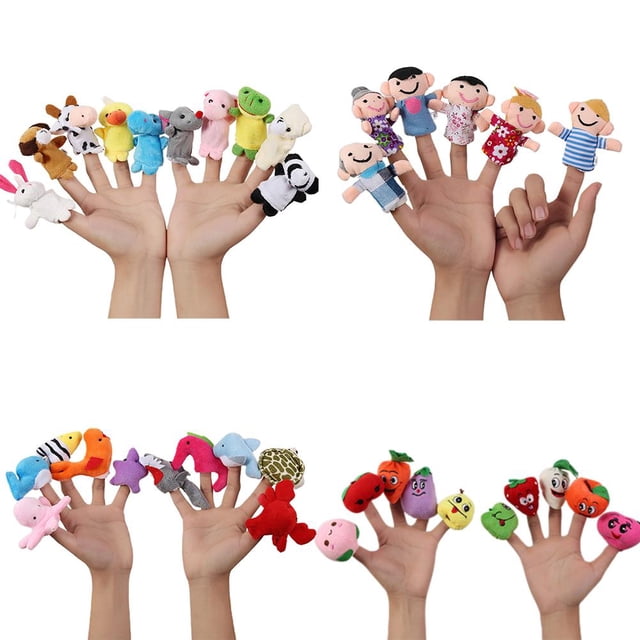 Juego de marionetas de dedo de animales, 10 piezas/juego, minimuñeco de peluche de dedo de mano de dibujos animados, juguetes cómodos, funcionalidad versátil