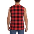 thumbnail image 4 of Easygdp Buffalo Plaid Red Black Men's Breathable Tank Tops Sleeveless Sporty T Shirts for Basketball, Mountaineering, Bodybuilding -XX-Large, 4 of 8