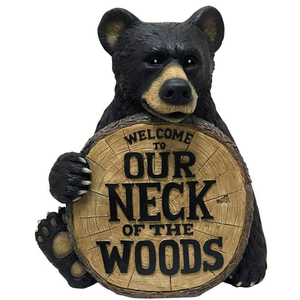 Design House 17 Inch Neck Of The Woods, Outdoor Wooden Bear Statues
