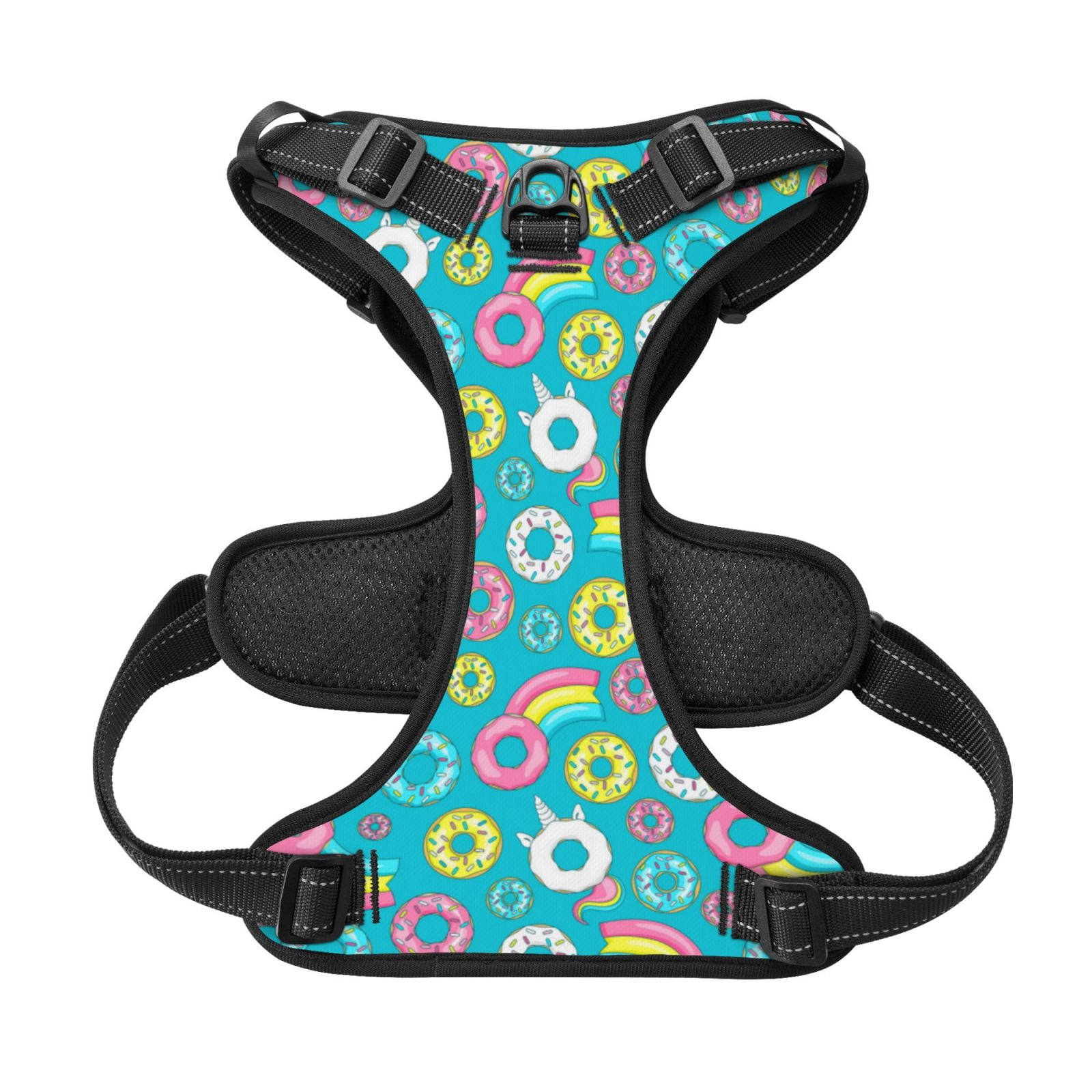 Picia Donut No-Pull Dog Harness Reflective Front Clip Vest with Handle,Step-in Air Dog Harness,Adjustable 2 Metal Rings 4 Buckles,Easy to Put on & Take Off Medium