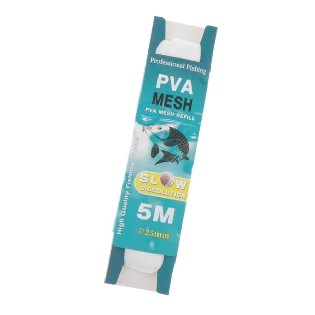 Bolsa de malla de PVA soluble en agua, accesorios de pesca para lances de larga distancia, red de cebos de malla para pesca de carpas de 5 m de largo 25 mm x 5 m
