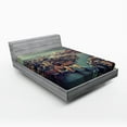 thumbnail image 1 of Ambesonne London Fitted Sheet, Thames River and Bridge, Full Size, Almond Green Orange, 1 of 2