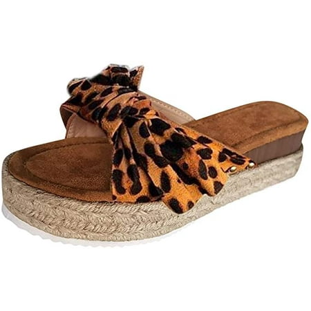 

Womens Platform Sandals Summer Fashion Ladies Bow Tie Flats Rome Casual Basic Slipper
