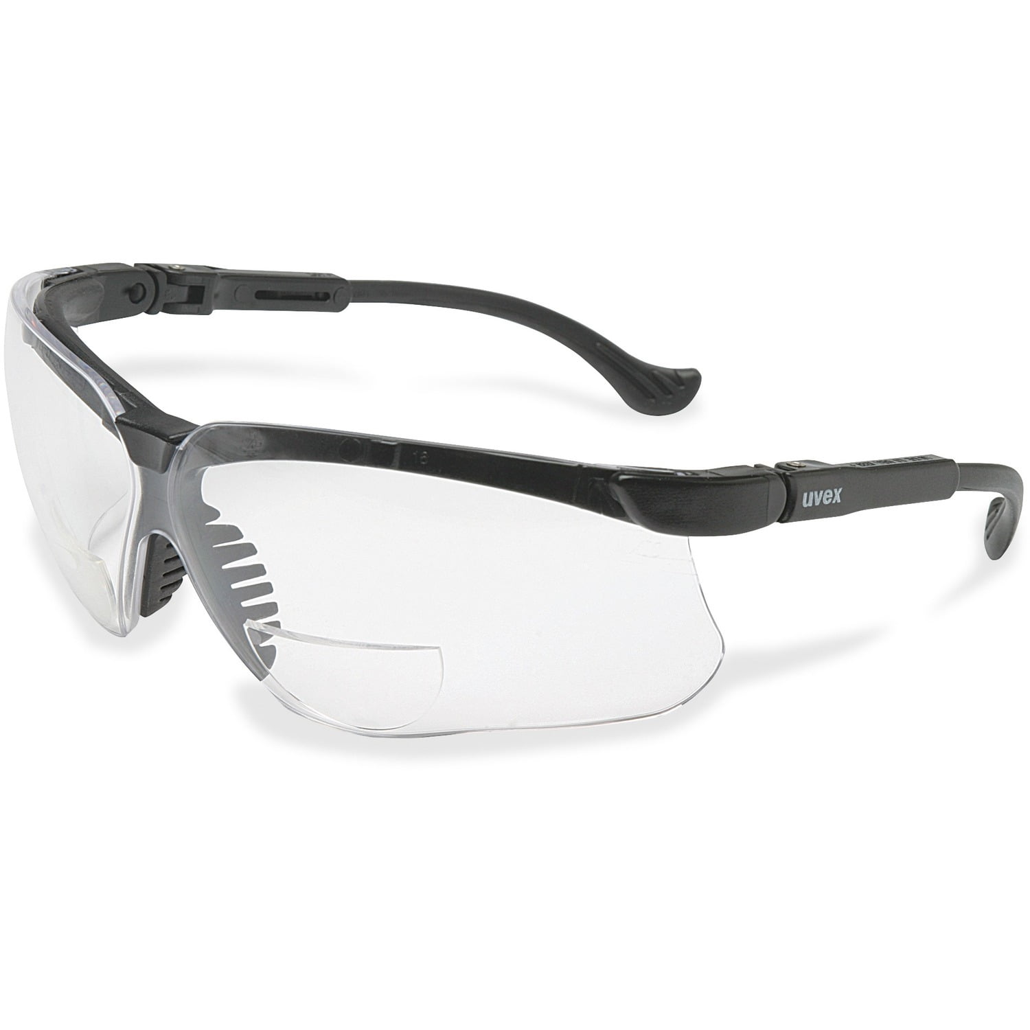 Uvex GenesisÂ® +1.5 Magnification Safety Glasses, Black Frame, Clear Anti-Scratch/Hard Coat Lens (S3761)