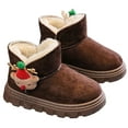 thumbnail image 2 of MAIHAN-QCBoys & Girls Christmas Reindeer Doll Warm Cotton Shoes 3-11 Years, -Lined Thick Non- Snow Boots, Autumn Winter Holiday Mid-Calf Footwear(Brown,15), 2 of 7