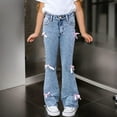 thumbnail image 6 of XQYLOS Teen Girls Flare Bell Bottom Jeans High Waist Y2K 𝖲tretch Denim Pants with Bow Accent Tween 8-16 Years 𝖵intage Retro 𝖲tretchy, 6 of 8