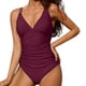 thumbnail image 1 of WILLBEST Trajes de Baño Trajes de Baño Para Mujer Trajes de Baño Fruncidos Monokini Con Cuello En V y Tiras, 1 of 6