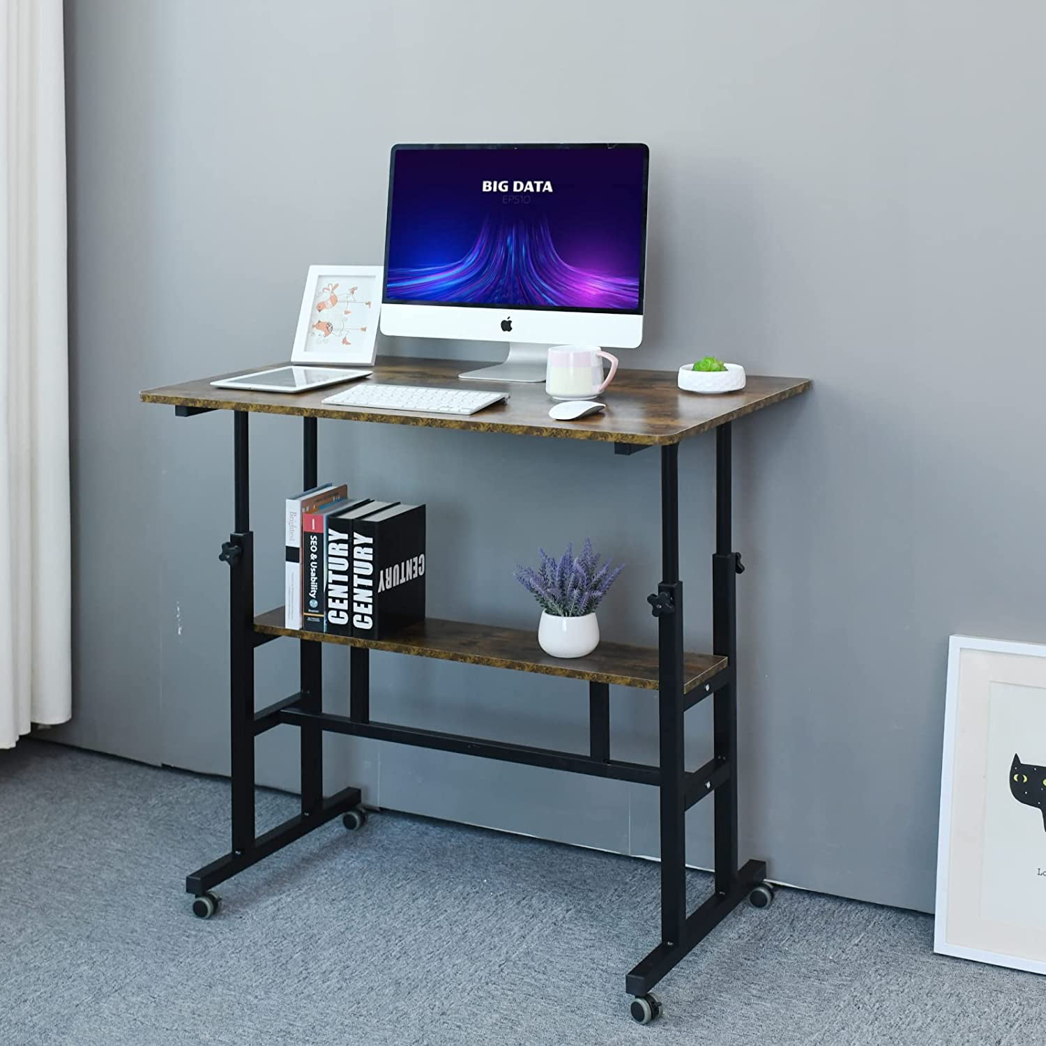 国内初の直営店国内初の直営店Zytty Mobile Standing Desk, Adjustable Computer Desk Rolling Laptop  Cart On＿並行輸入品 机上アクセサリー