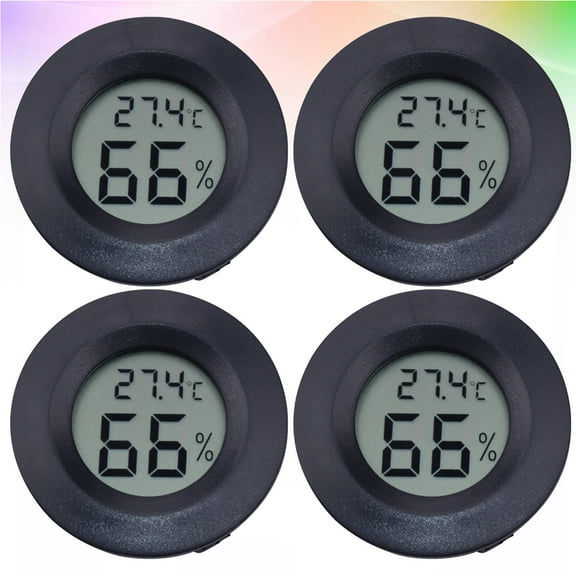 4 PC Reptile Pet Temperature Meter Aquarium Indoor Umidity Black