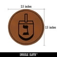 thumbnail image 2 of Dreidel Dreidl Jewish Hanukkah Nun Nothing 2.5" Faux Leather Round Engraved Iron-On Patch - Brown, 2 of 6