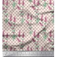 thumbnail image 1 of Soimoi Pink Rayon Fabric Check,Leaves & Pink Floral Printed Craft Fabric by The Yard 56 Inch Wide, 1 of 1