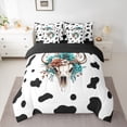 thumbnail image 2 of Manfei Tribal Sheep Skeleton Bedding Comforter Set 7pcs for Kids, Fashion Cow Print King Bedding Sets, Hippie Western Flower Reversible Bed Sheets, Super Cozy Room Decor, 2 of 7