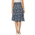 thumbnail image 4 of Allegra K Women's Ruffle Flare Tie Waist High Low Floral Wrap Skirt, 4 of 7