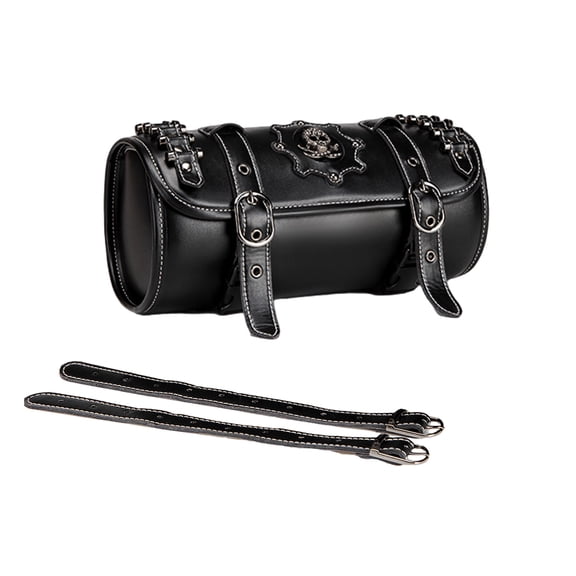Motorcycle PU Storage Bag Front Bag Front Fork Handlebar Bag Vintage Tool Saddlebag Skull Pattern Motorbike Tool Bag