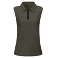 thumbnail image 3 of Sleeveless Golf Shirts for Women Collared V Neck Tennis Tank Top Polo UPF 50+ Quick Drying Lightweight Dark Gray Size M, 3 of 4