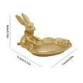 thumbnail image 2 of Bisitoy Small Golden Bunny Figurine Jewelry Ring Tray Decorative Easter Rabbit Statue Ornament Animal Sculpture Home Table Decor, 2 of 2