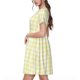 thumbnail image 2 of Easygdp Lemon Yellow Checkboard para Vestido Transpirable de Mujer, Vestido Suelto de Manga Corta con Pliegues y Bolsillos para el Verano, 2 of 6