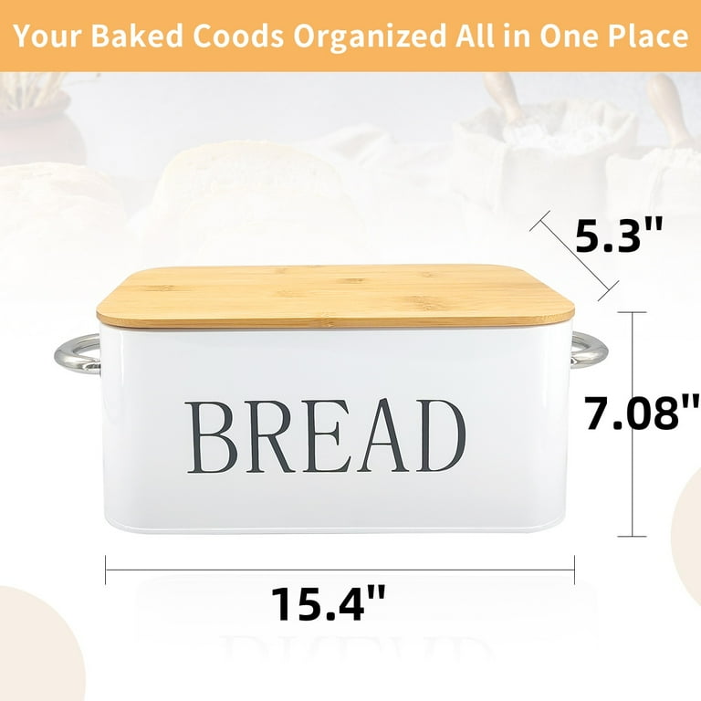 Black Metal Bread Box with Bamboo Cutting Board Lid, 13.2 Black Metal Bread Box with Bamboo Cutting Board Lid, 13.2