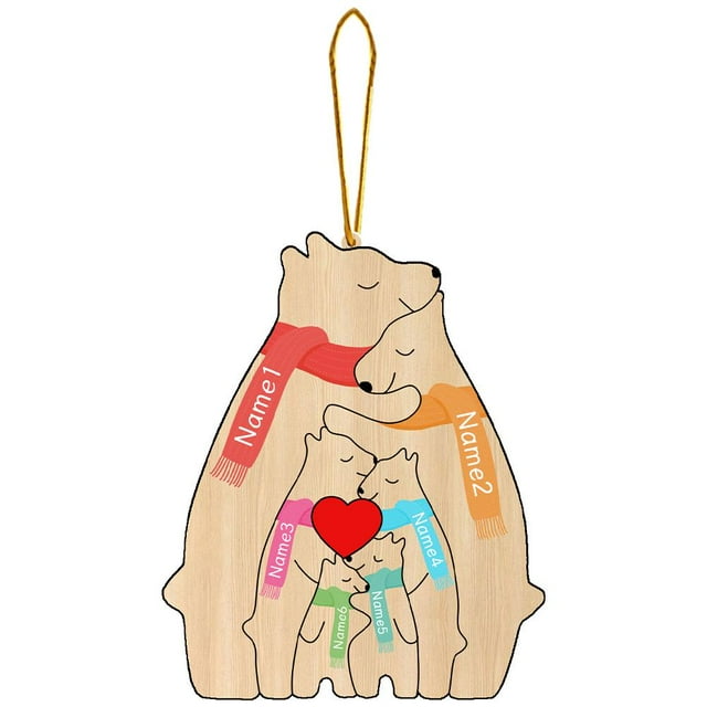 CAIROYAR Rompecabezas de madera personalizado con la familia de osos, juguete educativo de la familia de osos B5