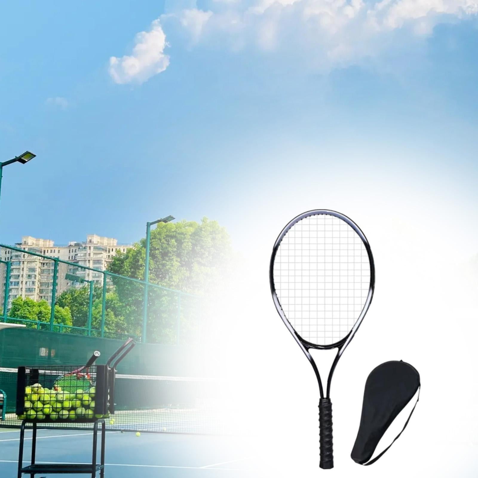 Dualoai Tennis Racket for Adults Practical with Carry Bag Lightweight Professional Nylon Black