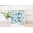 thumbnail image 2 of Love Gathers Here Mint Geometric 10 x 10 Wood Tabletop Sign Plaque, 2 of 4