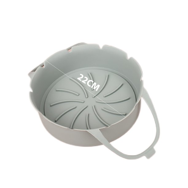 Bandeja de silicona para hornear, antiadherente, redonda, freidora de aire, alfombrilla para cesta de horno (gris claro L) Hugtrwg Libre de BPA