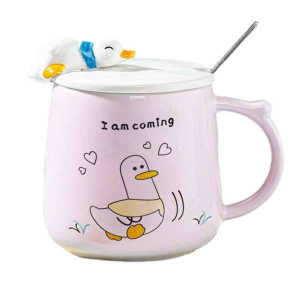 Taza de cerámica linda del pato lindo de la historieta, taza de café del desayuno del hogar de la taza del regalo 350ml