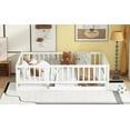 thumbnail image 4 of Full Size Floor Bed with Slats and Fence and Door, Wood Floor Bed, White, 4 of 9
