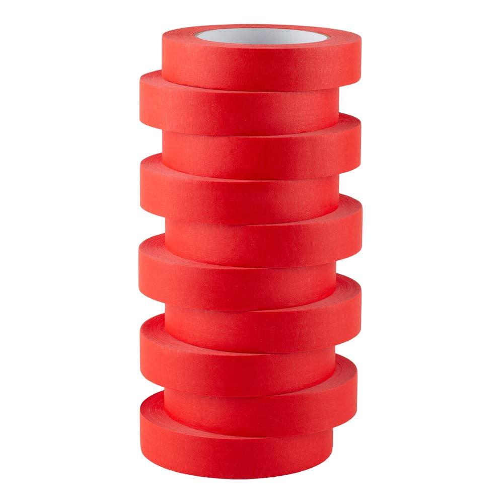 10 Pack Red Painters Tape 1 Inch  Medium Adhesive Masking Bulk Multi 1 X 55 Yards 10 Rolls (550 Total Yards)
