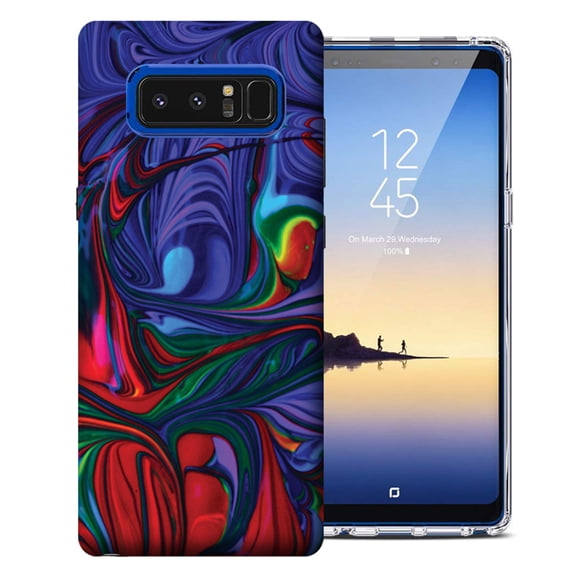 MUNDAZE Samsung Galaxy S10e Purple Red Oil Paint Design TPU Gel Phone Case Cover